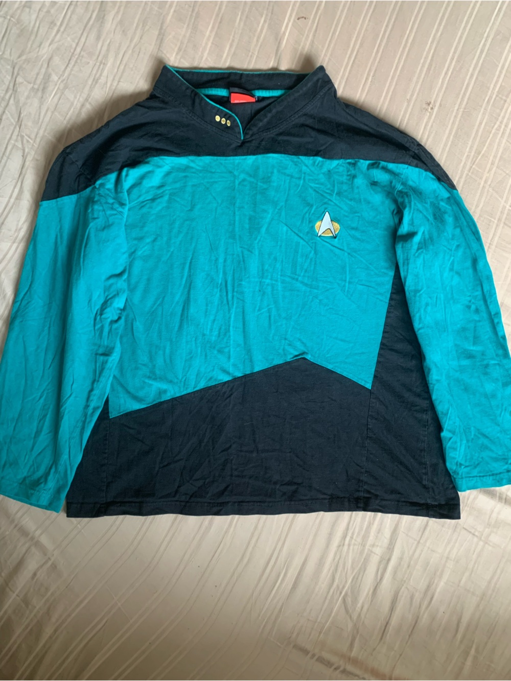 Star Trek 2013 Spock Two-Tone Teal and Black space shirt